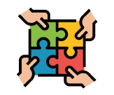 rompecabezas en varias manos