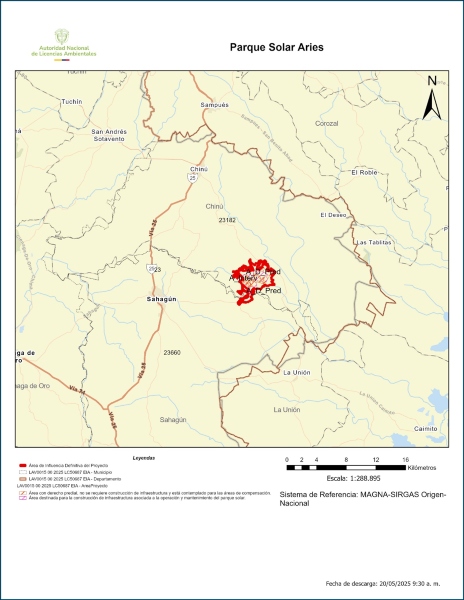 Imágen de la localización del proyecto Parque Solar Aries