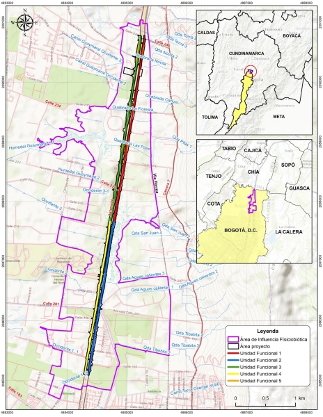 Imágen de la localización del proyecto “Accesos Norte Fase II, Unidades Funcionales 1, 2, 3, 4 y 5” a desarrollarse en Bogotá DC entre las calles 191 y 245