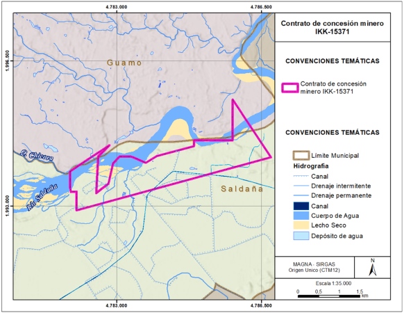 Imágen de la localización del proyecto “Licencia Ambiental Título Minero IKK15371”