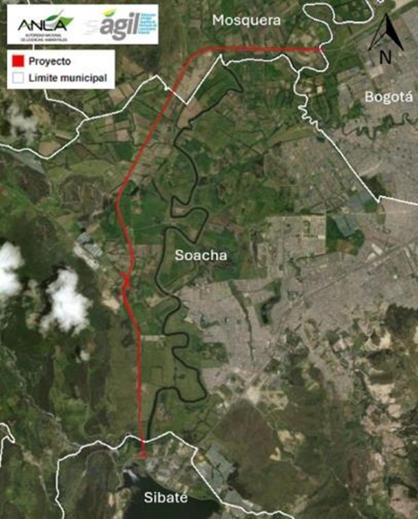 Imágen de la localización del proyecto Avenida Longitudinal de Occidente tramo sur – ALO Sur