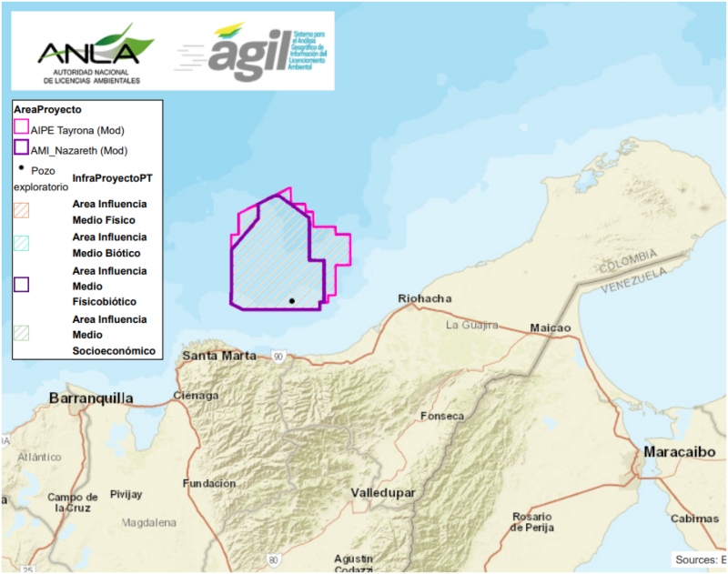 Imágen de la localización del proyecto Área de Interés de Perforación Exploratoria Tayrona