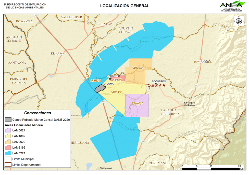 Mapa de las áreas destinadas al reasentamiento