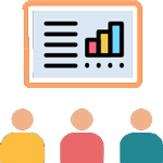Icono pantalla con gráficas y usuarios mirando