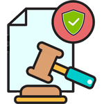 Icono hoja con mazo juridico