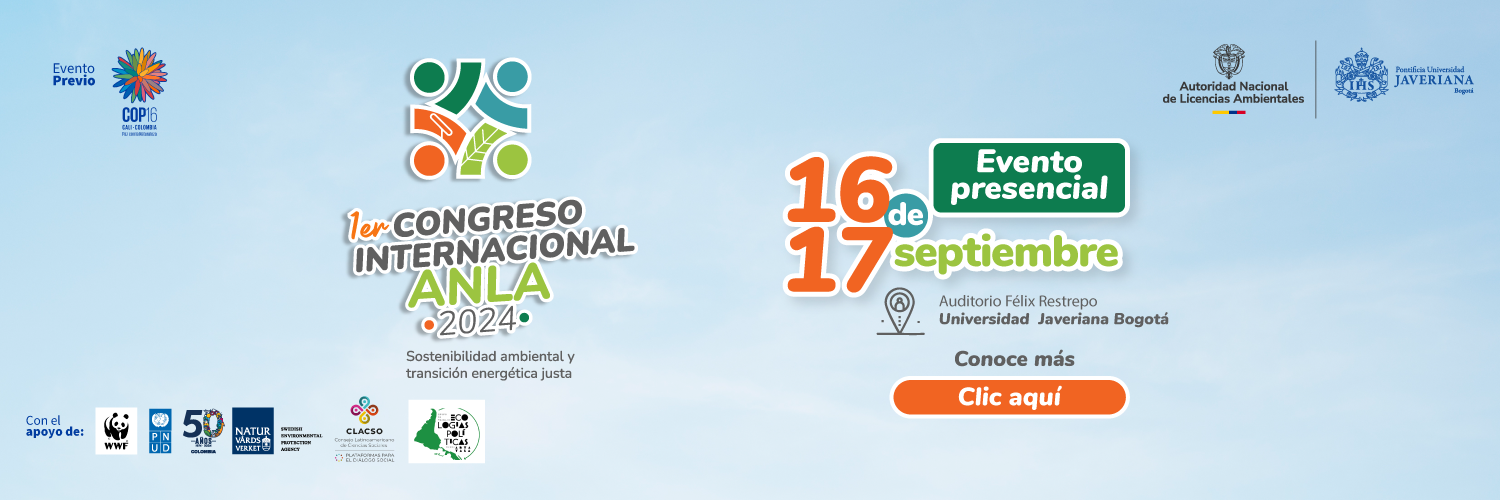 Banner de referencia Primer Congreso Internacional sobre Sostenibilidad Ambiental y Transición Energética Justa  ANLA 2024