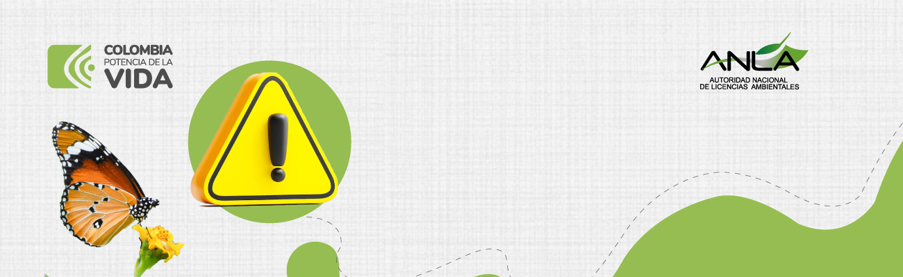 Mariposa sobre fondo gris decorativo y logo de la ANLA