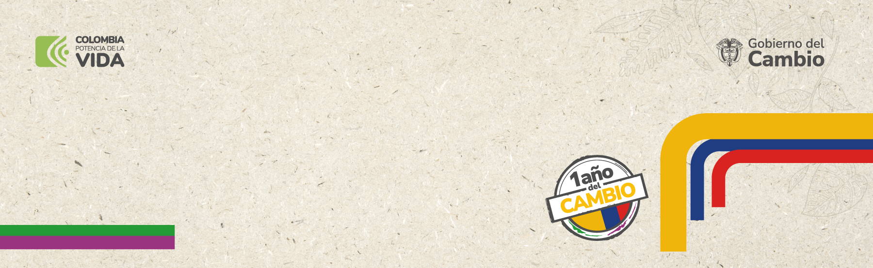 Fondo color papel reciclado con logos y marcas del gobierno nacional